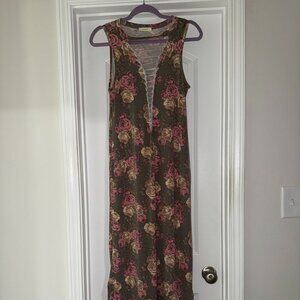 ODDI Vintage Washed Floral Maxi Dress NWOT Size Small POCKET!!!